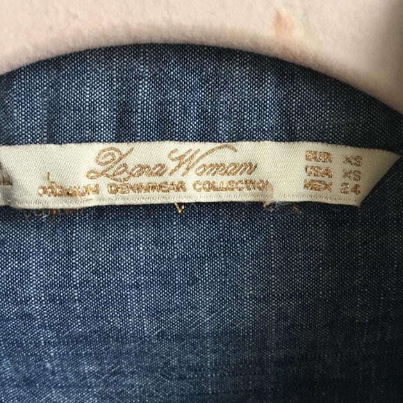 Zara Woman Two-Tone Chambray Button Down Shirt - Picture 2 of 8